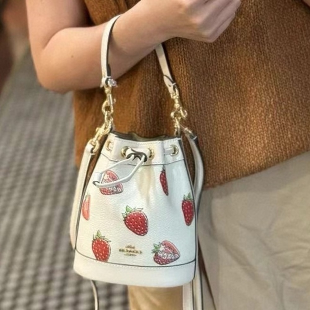 NWT！COACH MINI BUCKET BAG WITH STRAWBERRY PRINT (COACH CAL11) - Picture 6 of 6